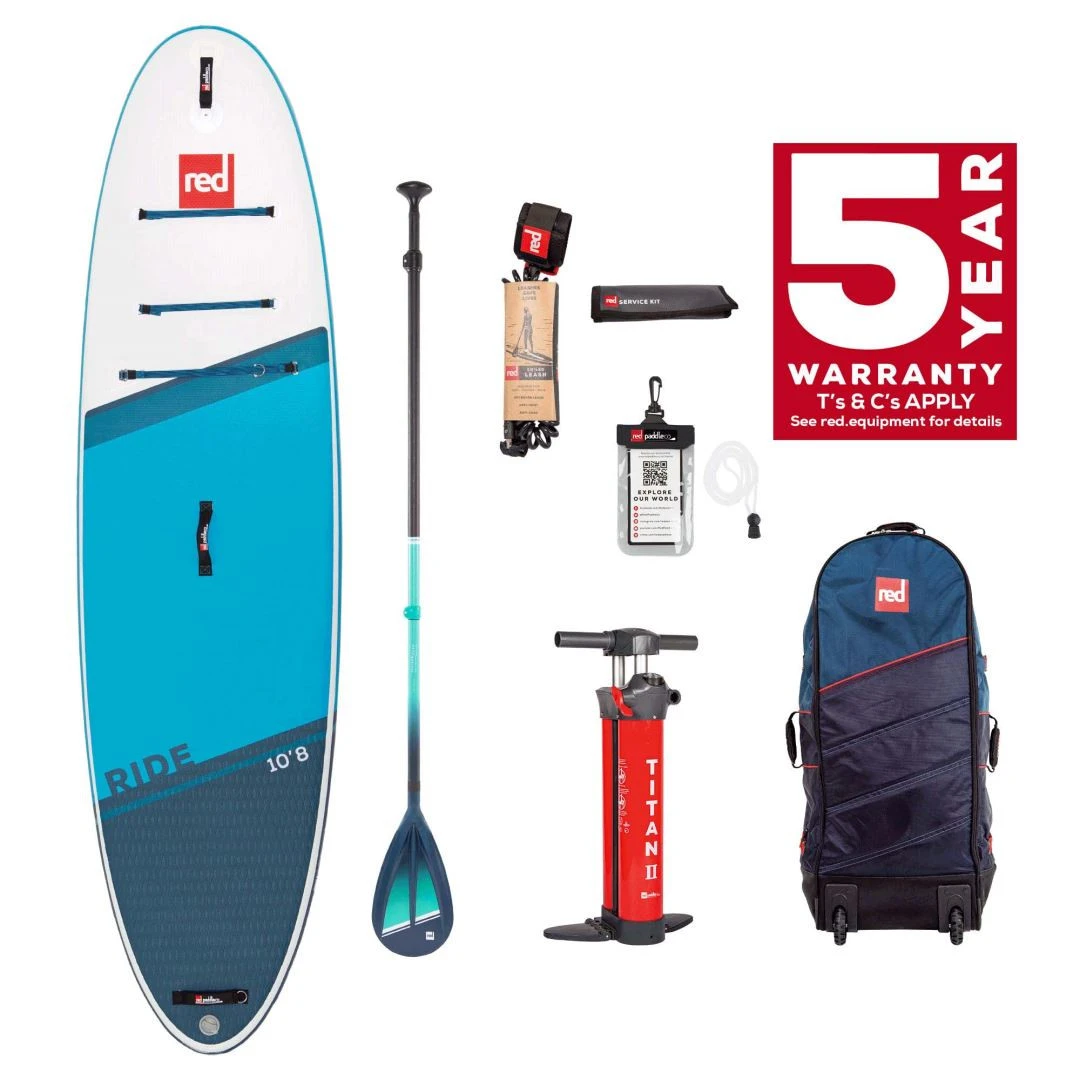 Red Paddle Co. Red Paddle Co 10'8 Ride MSL Inflatable SUP + Cruiser Tough Paddle White-Blue-Dark Blue 4 Red Paddle Co. Red Paddle Co 10'8 Ride MSL Inflatable SUP + Cruiser Tough Paddle White-Blue-Dark Blue – Image 2
