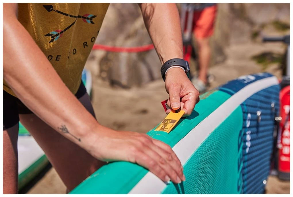 Red Paddle Co. Red Paddle Co 12'0 Voyager MSL Inflatable SUP + Hybrid Tough Paddle White-Teal-Dark Blue 8 Red Paddle Co. Red Paddle Co 12'0 Voyager MSL Inflatable SUP + Hybrid Tough Paddle White-Teal-Dark Blue – Image 6