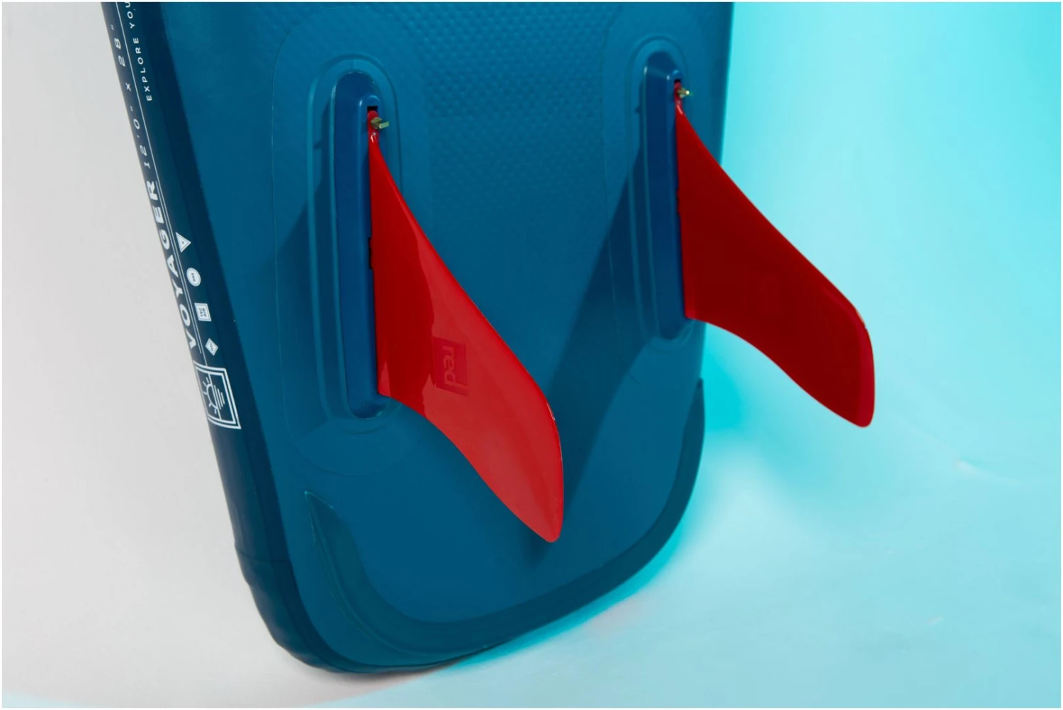 Red Paddle Co. Red Paddle Co 12'0 Voyager MSL Inflatable SUP + Hybrid Tough Paddle White-Teal-Dark Blue 9 Red Paddle Co. Red Paddle Co 12'0 Voyager MSL Inflatable SUP + Hybrid Tough Paddle White-Teal-Dark Blue – Image 7
